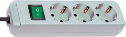 Eco-Line met schakelaar 3-voudig lichtgrijs 1,5 m H05VV-F 3G1,5