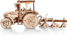 Eco Wood Art 3D Mechanische Puzzel Tractor Belarus 82.3 met Ploeg (Plow), 3892, 36,2x11,8x15,6cm