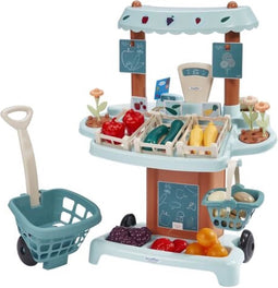 Ecoiffier Stragan Store Supermarkt met Groenten en Fruit Vert Azur + 41 Akc.