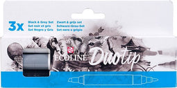 Ecoline Duotip marker set Zwart & Grijs | 3 kleuren