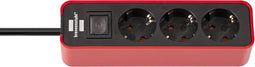 Ecolor stekkerdoos 3-voudig rood/zwart 1,5m H05VV-F 3G1,5
