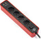 Ecolor stekkerdoos met USB 4-voudig rood/zwart 1,5m H05VV-F 3G1,5 met schakelaar