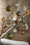 J-Line kerstbal - fluweel/glas - antiek grijs/goud - medium - doos van 4