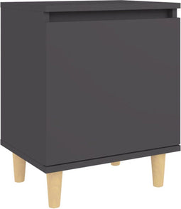 vidaXL - Nachtkastje - met - massief - houten - poten - 40x30x50 - cm - grijs