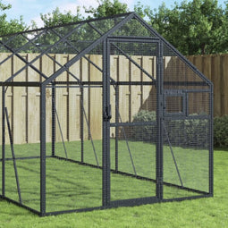 Volière 1,79x6x1,85 m aluminium antracietkleurig