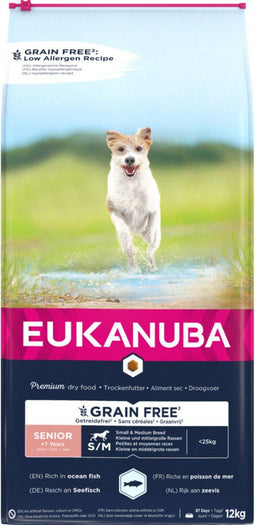 Eukanuba Senior Small & Medium Breed Graanvrij Oceaanvis - Hondenvoer - 12 kg