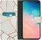 iMoshion Hoesje Geschikt voor Samsung Galaxy S10 Hoesje Met Pasjeshouder - iMoshion Design Softcase Bookcase - Wit / Meerkleurig / Goud / White Graphic