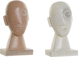 Decoratieve figuren DKD Home Decor Beige Terra cotta Gezicht 14,5 x 10,5 x 27,5 cm (2 Stuks)