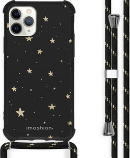 iMoshion iPhone 11 Pro Max - Hoesje met Koord - Verstelbaar Koord - Goud / Zwart / Stars Gold