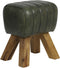 Light & Living Ramy - Kruk - Groen Leer - 42x35x46cm