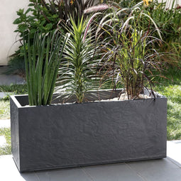 EDA Rechthoekige plantenbak Volcania Stone effect grijs 99,5 x 39,5 x 60 cm 116 L