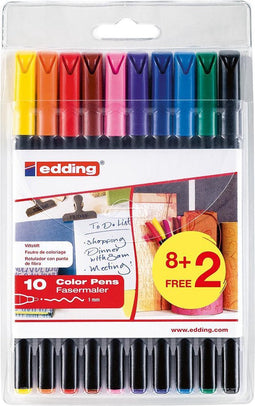 edding 1200 - viltstiften - set van 10 kleuren in etui