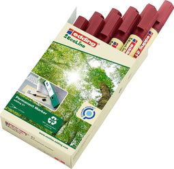 edding 21 EcoLine permanente marker - 10 stuks rood- ronde punt - 1,5-3 mm - sneldrogende permanent marker - water- en wrijfvast - voor karton, kunststof, hout, metaal - universele marker - Alcoholstift