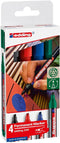 edding 330 permanent marker set met 4 kleuren - zwart, rood, blauw, groen - beitel punt 1-5 mm mm - geschikt voor vele ondergronden - navulbaar