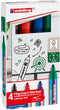 edding 380 flipchart marker set met 4 kleuren - zwart, rood, blauw, groen - ronde punt 1,5-3 mm - geschikt voor alle soorten vellen papier - navulbaar - cap-off technologie - drukt niet door