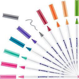 edding 4600 textielstift - 10 kleuren in set (fun) - ronde punt 1 mm - kleding versieren - textielstiften, wasmachinebestendig (60 °C) voor het tekenen op textiel - kledingstift