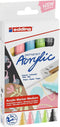 edding 5100 acrylstiften medium - grijs, bleekrood, pastel geel, -blauw, -groen - set met 5 acrylkleuren (pastel) - medium ronde punt 2-3 mm - acrylverf voor schilderen op canvas, hout - acrylstiften, watervast