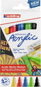 edding 5100 acrylstiften medium - zwart, rood, blauw, geel, geel-groen - set met 5 acrylkleuren (basis) - medium ronde punt 2-3 mm - acrylverf voor schilderen op canvas, hout - acrylstiften, watervast