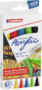 edding 5100 acrylstiften medium - zwart, rood, blauw, geel, geel-groen - set met 5 acrylkleuren (basis) - medium ronde punt 2-3 mm - acrylverf voor schilderen op canvas, hout - acrylstiften, watervast