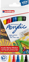 edding 5100 acrylstiften medium - zwart, rood, blauw, geel, geel-groen - set met 5 acrylkleuren (basis) - medium ronde punt 2-3 mm - acrylverf voor schilderen op canvas, hout - acrylstiften, watervast