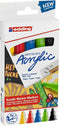 edding 5100 acrylstiften medium - zwart, rood, blauw, geel, geel-groen - set met 5 acrylkleuren (basis) - medium ronde punt 2-3 mm - acrylverf voor schilderen op canvas, hout - acrylstiften, watervast