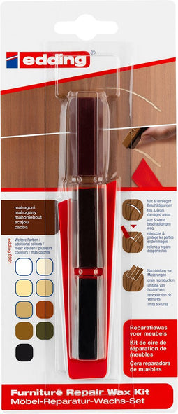 edding 8901 reparatiewas voor houten meubels - kleur: mahoniehout - voor het vullen en repareren van scheuren en gaten in meubels of andere houten oppervlakken