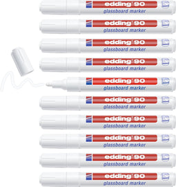 edding 90 glasbord marker - wit - doosje van 10 stuks - ronde punt 2-3 mm