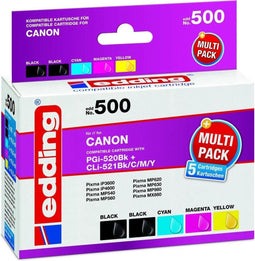 Edding EDD-500 5 stuk(s) Compatibel Zwart, Cyaan, Magenta, Geel