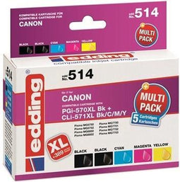 Edding EDD-514 inktcartridge 5 stuk(s) Compatibel Zwart, Cyaan, Magenta, Geel