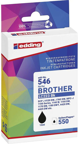 Edding Inktcartridge vervangt Brother LC-223BK Compatibel Zwart EDD-546 18-546-01