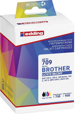 Edding Inktcartridge vervangt Brother LC-970BKCMY Compatibel Combipack Zwart, Cyaan, Magenta, Geel EDD-709 18-709