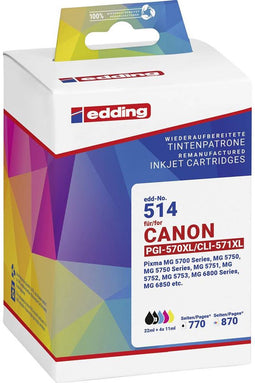 Edding Inktcartridge vervangt Canon PGI-570XL+CLI-571XL Compatibel Combipack Zwart, Cyaan, Magenta, Geel EDD-514 18-514
