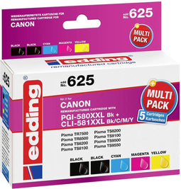 Edding Inktcartridge vervangt Canon PGI-580PGBK XXL, CLI-581C XXL, CLI-581M XXL, CLI-581Y XXL Compatibel Combipack Zwar
