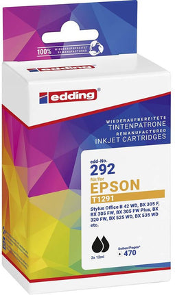 Edding Inktcartridge vervangt Epson 2x T1291 Compatibel 2-pack Zwart EDD-292 18-292-01