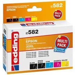Edding Inktcartridge vervangt Epson 33XL, T3357, T3351, T3361, T3362, T3363, T3364 Compatibel Combipack Zwart, Foto zwa