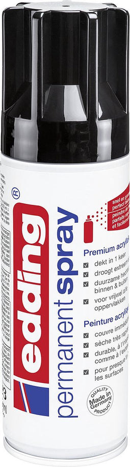 edding Permanent Spray - Spuitbus verf - Kleur: zwart, glans
