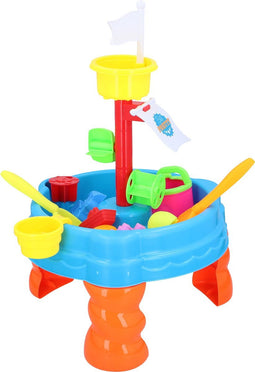 Eddy Toys Zand- en Watertafel - Bakje, Harkje, Schepje, Gieter, 5 Vormpjes - Buitenspeelgoed - 58,5 cm