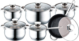 Edënbërg Classic Line - Rosenberg Luxe Pannenset 12 delig - RVS - RVS - Voorzien Van 5-Laags Bodem