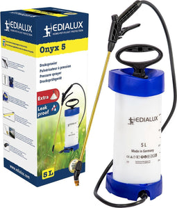 Edialux Onyx 5 L druksproeier, drukspuit voor gewasbescherming, onkruidbestrijding, bemesting en ongediertebestrijding, bestand tegen zuren en basen, verwisselbare onderdelen