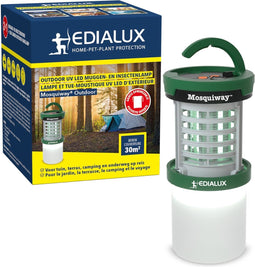 Edialux Outdoor uv led muggen- en insectenlamp / insectenverdelger - 30m² bereik, dubbele golflengte technologie, usb oplaadbaar, ophangbaar met haak, ideaal voor tuin, terras en camping