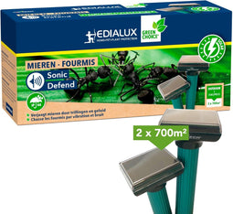 Edialux Sonic Defend Mieren Solar, mierenverjager op zonne-energie, beschermt je tuin met trillingen en geluidssignalen tegen mieren, veilig voor huisdieren en ondergronds levende organismen, max. 800 m²