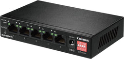 Edimax ES-5104PH V2 Fast Ethernet Switch met 5 poorten - 4x Power over Ethernet (PoE+) - max. 60W / zwart