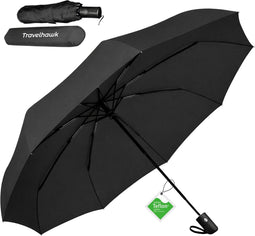 Travelhawk Stormparaplu - Opvouwbaar - Automatisch openen tot 108 km/h - Zwart