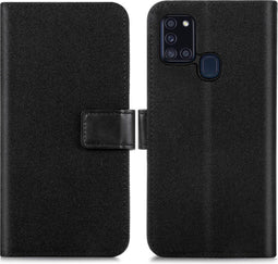 iMoshion Hoesje Geschikt voor Samsung Galaxy A21s Hoesje Met Pasjeshouder - iMoshion Luxe Canvas Bookcase - Zwart