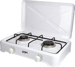 EDM 2-Pits Gaskooktoestel - Camping - Wit - 46x30x12 cm