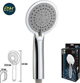 EDM Douchekop Chroom met 3 Functies Ø10.8x3.6x24cm Anti Kalk - Badkamer - Douche - Douchekop
