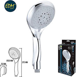 EDM Douchekop Chroom Ø12x5,2x27,2cm 6 standen Anti Kalk - Badkamer - Douche - Douchekop - Handdouche