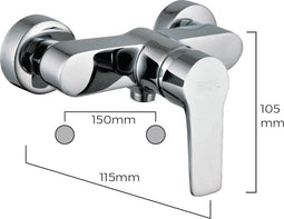 EDM Inbouw Douchekraan Chroom 16x12.5cm - Mengkraan - Douchekraan - Badkamer - inclusief montage materiaal