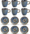GLAMOMAX'S Choice - Blue Nova Kop en Schotel Set - 9cl - Porselein - 6 Persoons - 12-Delige Espresso set - 6+6 Espressokop&Schotel - Blauw - Vaatwasserbestendig