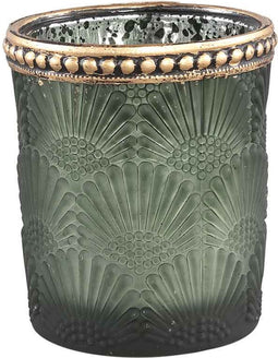 PTMD Joya Theelichthouder Windlicht - H6 x Ø5 cm - Glas - Groen Goud